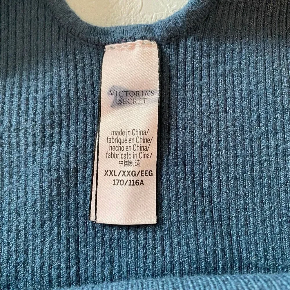 Victoria’s Secret Ribbed Bodysuit XXL Blue Sleeveless Scoop Neck Y2K